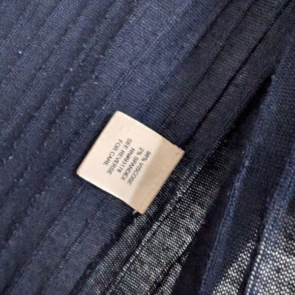 Philosophy navy ribbed long duster cardigan, open front, size L, viscose - Picture 7 of 10